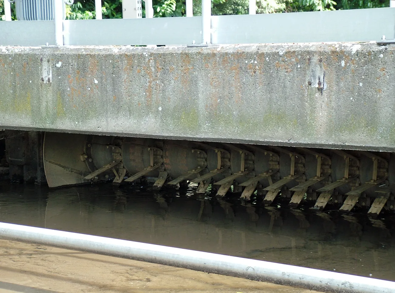 A brush aerator working an oxidation ditch